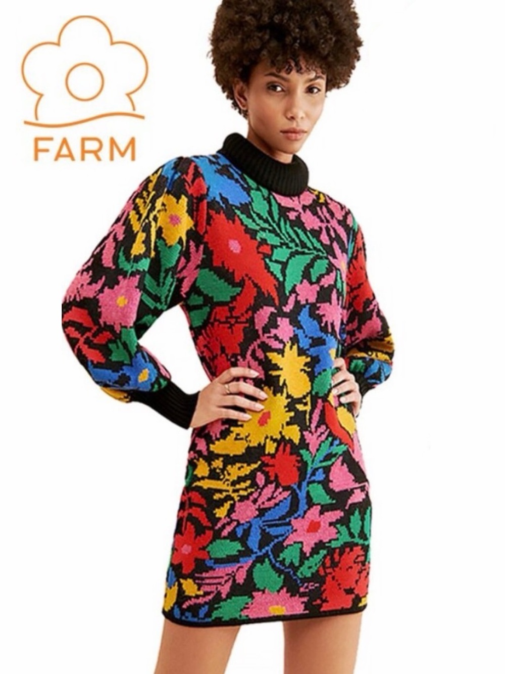 Farm Rio Tropical Garden Sweater Dress